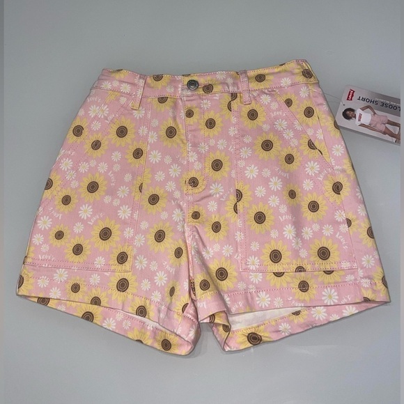 Levi’s Big Girl Twill‎ Floral High Waisted Loose Shorts - Picture 1 of 4